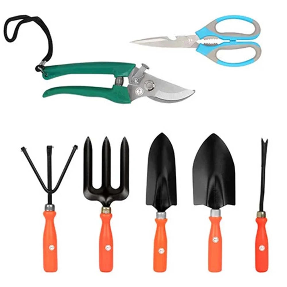 Sams Garden Store Spectacular and Economical Gardening Tools Set with Heavy Gardening Cut Tools Scissor and Cutter (Orange Handle and Black Metal)